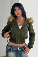 Army Green Fleece Zip Coat