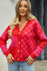 Plaid Panel Plus Size Christmas Cardigan