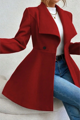 Solid Lapel Double-Breasted Thickened Wool Blend Christmas Outerwear