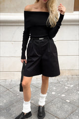 Sexy Tight Solid Off-the-Shoulder Long Sleeve Tee