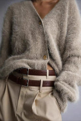 V Neck Button Long Sleeve Christmas Cardigan