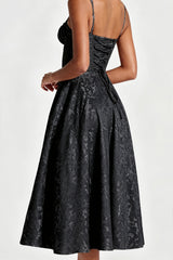 Floral Jacquard Lace Up Maxi Dress