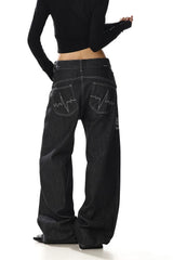 Horse Print Vintage Wide Leg Streetwear Jeans