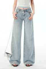 Low Rise Light Blue Straight Jean