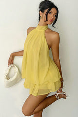 Chiffon Halter A-Line Mini Dress