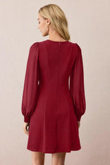 Crew Neck Button Mini Dress