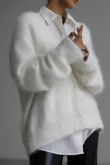 Plush V Neck Oversized Knit Cardigan