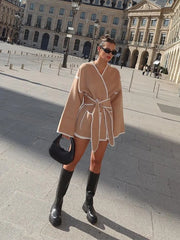 Embroidered Lace V Neck Coat