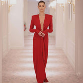 Black Long Sleeve Ring V neck Dress White Red Christmas Dress