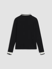 Contrast Trim Mock Trendy Neck Knit Top Sweaters-L