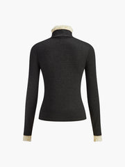 Elegant Contrast Trim Jersey Top T Shirts