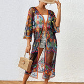 Lace Boho Bikini Beach Cover up Women Dresses Summer Floral / One Size bohocoverup-250126