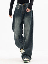 Dark Wash Vintage Baggy Boyfriend Jeans Blue / S Boyfriend Jeans