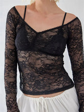 Sexy Mesh See Through V-Neck Fairy Grunge Lace T-Shirts A / S