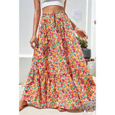Bohemian Maxi Skirts High Waist Colorful Printed Loose A-line orange / S