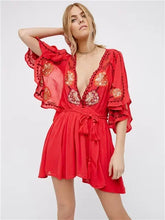 Plus Size Button Up Chiffon Holiday Boho Dress bohodress-250126