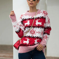 Casual Christmas Sweater For Couples - Loose Knitwear Warm Thicken Matching Red / S Sweaters-L