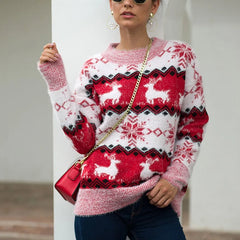 Loose Knitwear Warm Thicken Couples Matching Casual Christmas Sweater Red / S Sweaters-L
