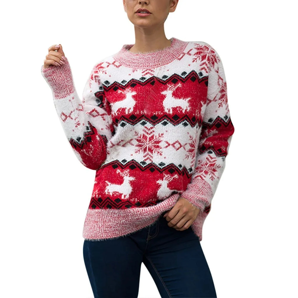 Loose Knitwear Warm Thicken Couples Matching Casual Christmas Sweater Sweaters-L