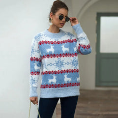Casual Christmas Sweater For Couples - Loose Knitwear Warm Thicken Matching Sweaters-L