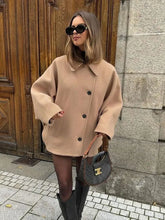 Fashion Solid Vintage Long Sleeve Elegant Pocket Lady Coats