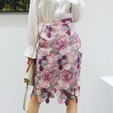 Floral Lace Pencil Skirt for Women Pink / S