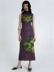 Floral Top & Midi Skirt Two Piece Set