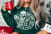 Funny Dead Inside Jolly Slogan Hot Vintage Skull Female Christmas Hoodie Green / S Hoodies-L