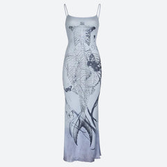 Grunge Mermaid Skeleton Maxi Dress