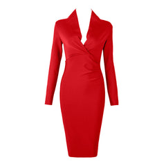 Women’s Full Gown Celebrity Club - V Bodycon Warm-Season Vestidos Deep Bandage Evening Neck With