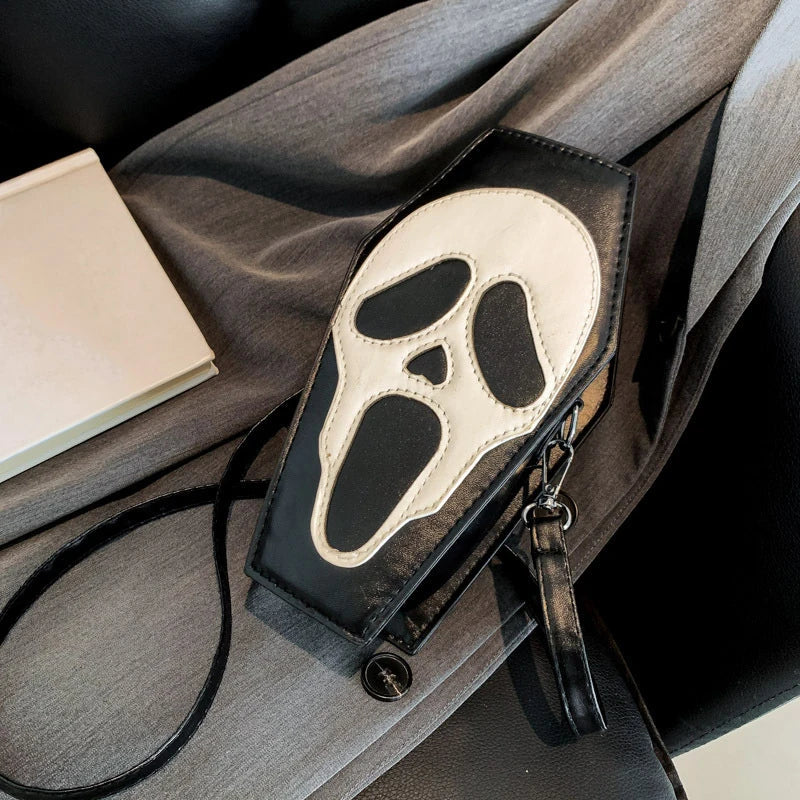 Halloween Coffin Shape Purse Tote Crossbody Gothic Novelty Phone Bag