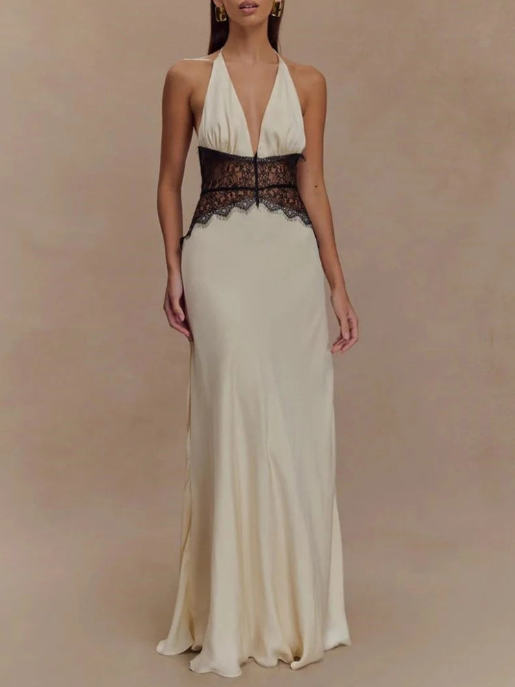 Halter Neck Backless Maxi Dress