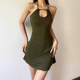 Halter Neck Knitted Mini Dress
