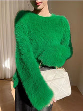 High Quality Soft Loose Knit Long Sleeve Green Christmas Sweater Sweaters-L