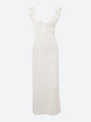 Lace Backless Plunge Neck Maxi Dress