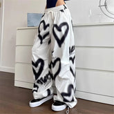 Graffiti Wide Leg Elastic Drawstring Jogging Pant WHITE / XS pant-250223