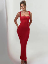 Pleated Sleeveless Evening Party Dress Elegant Sexy Bodycon Maxi Long Christmas Red / S Dresses-L