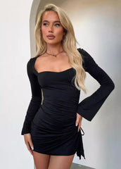 Celeste - Ruched Long Sleeve Mini Dress