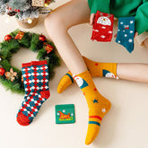 Red Mid Calf Casual Christmas Socks