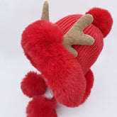 Reindeer Antler Pom Pom Earflap Christmas Hat