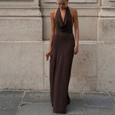 Halterneck Vest Long Backless Party Evening Dress