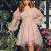 Elegant Evening Dress Ladies Cocktail Champagne Fairy Long Sleeve Annual Meeting Host