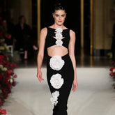 Floral Slim Fit Slimming Bandage Dress Niche Hollow Out Cutout Sleeveless Dress