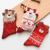 3D Reindeer Ear Mid Calf Japanese Style Christmas Socks