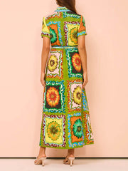 Special Sunflower Stylish Print Midi Dress Dresses