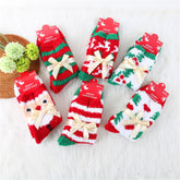 Coral Fleece Thick Bow Santa Tree Elk Christmas Socks