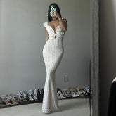 V neck Backless Lace up Cutout Slim Fit