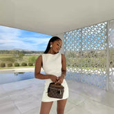 Dress White Slim round Neck Sleeveless Short