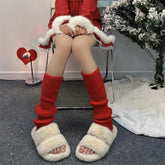 Soft Knit Warm Red Christmas Leg Warmers