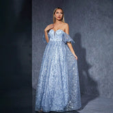 Off Shoulder Mesh Embroidered Evening Dress Ball Cocktail Niche Dress